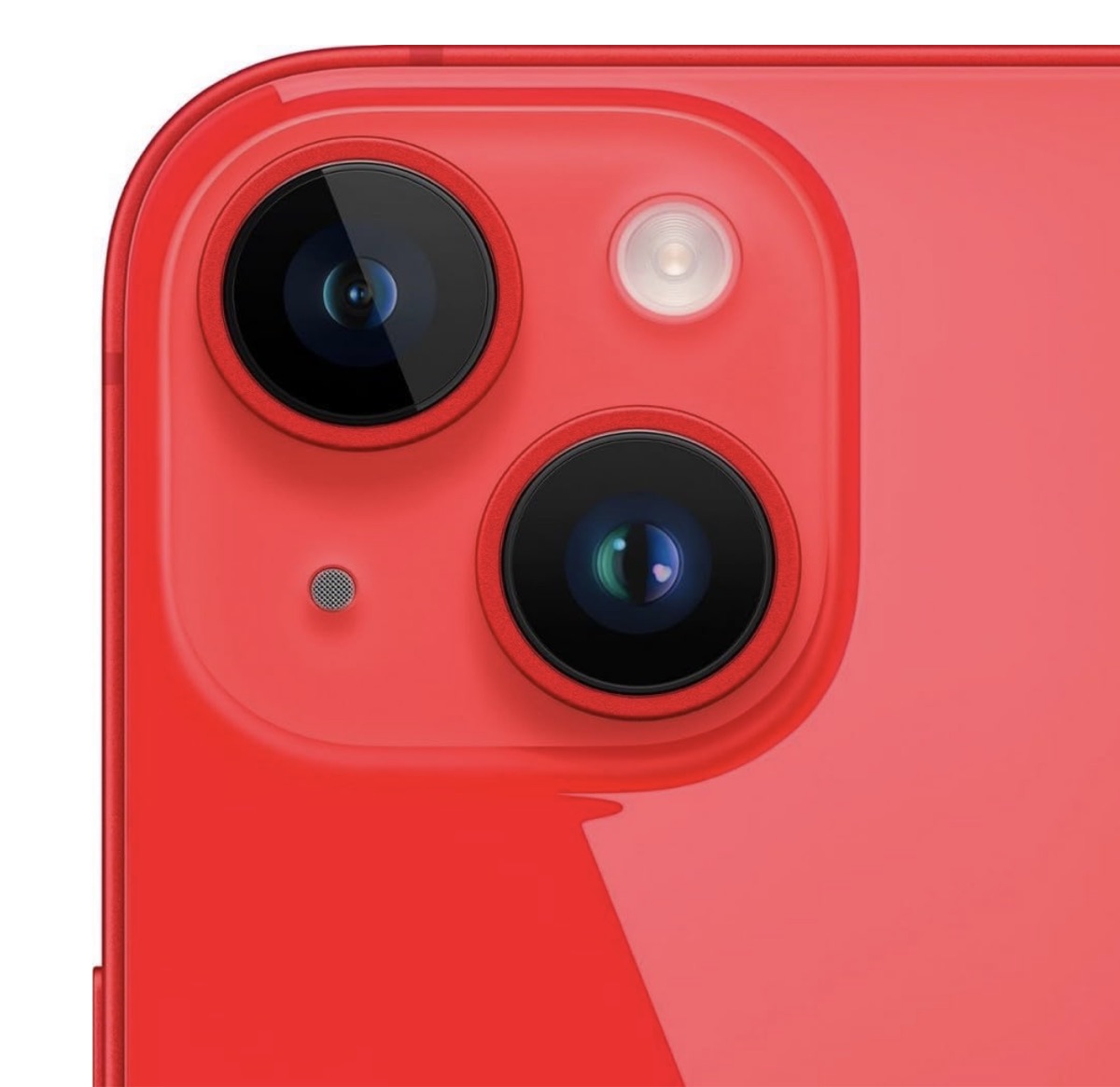 iPhone 14 Plus — large aluminium frame side profile with MagSafe