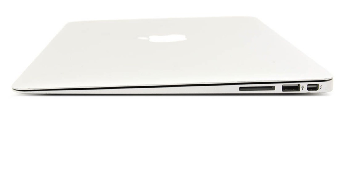 MacBook Air 13" (A1466) — tapered side profile with MagSafe 2 port and USB ports