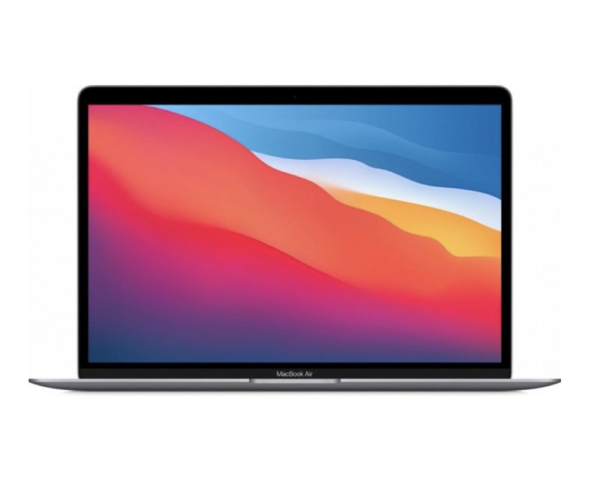 MacBook Air M1 13" (A2337) — closed lid view with Apple logo and wedge-shaped aluminium chassis