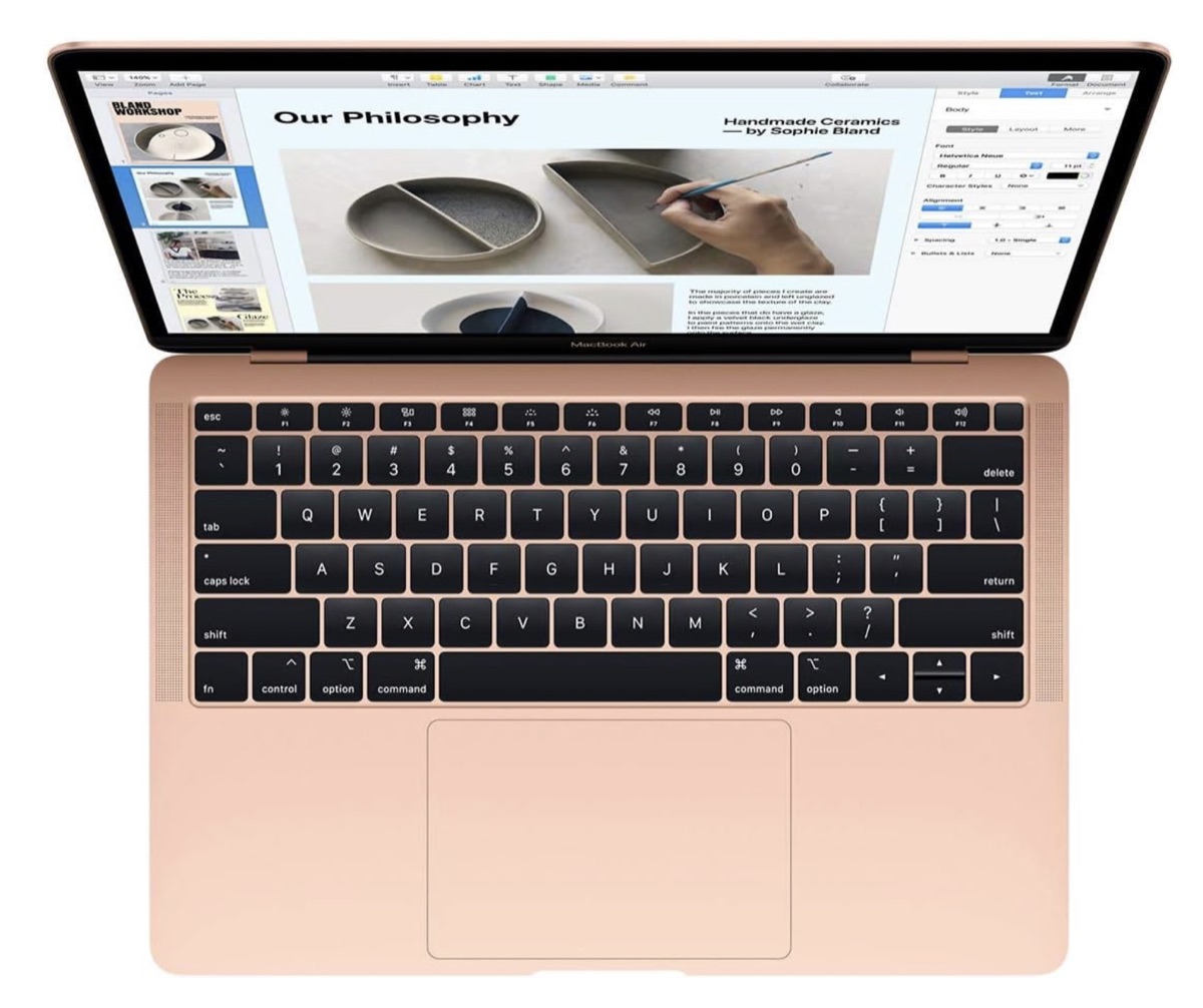 MacBook Air 13" (A2179) — tapered side profile showing the classic Air wedge design