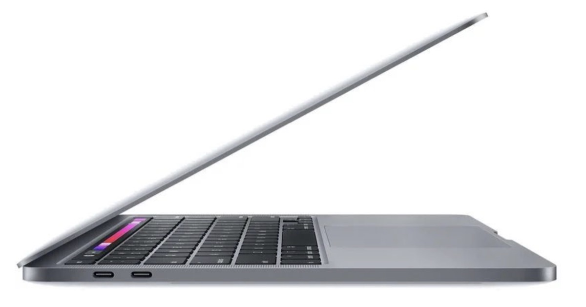 MacBook Pro 13" Touch Bar (A1706) — left side profile with USB-C / Thunderbolt ports and Touch Bar