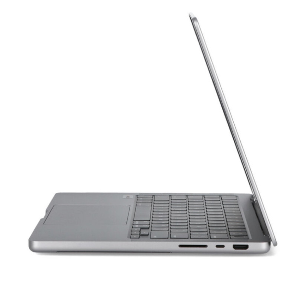 MacBook Pro 14" M3 (A2918) — top-down view of full-size Magic Keyboard and Force Touch trackpad