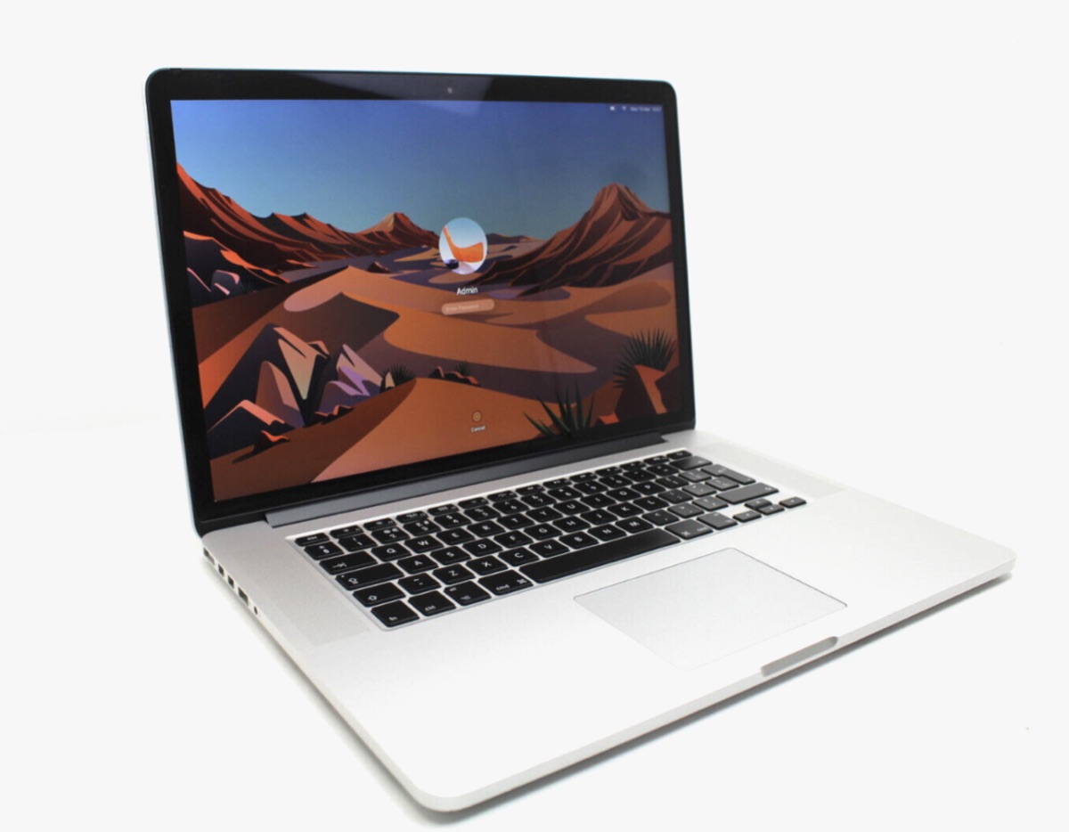 MacBook Pro Retina 15" (A1398) — open with 15.4-inch Retina display and full-size keyboard