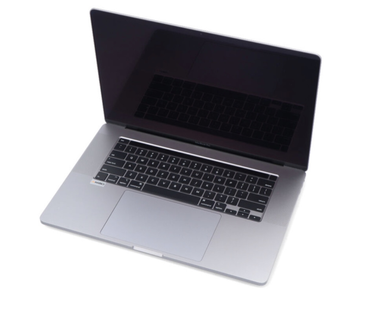 MacBook Pro 16" (A2141) — top-down view of full-size keyboard, Touch Bar and Force Touch trackpad